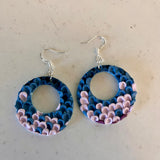 Asymmetrical and Circle Blue and Purple Scale Dangles