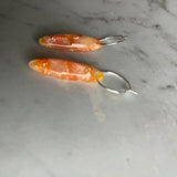 Orange and Pink Marbled Slim Oval Dangles