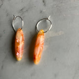 Orange and Pink Marbled Slim Oval Dangles