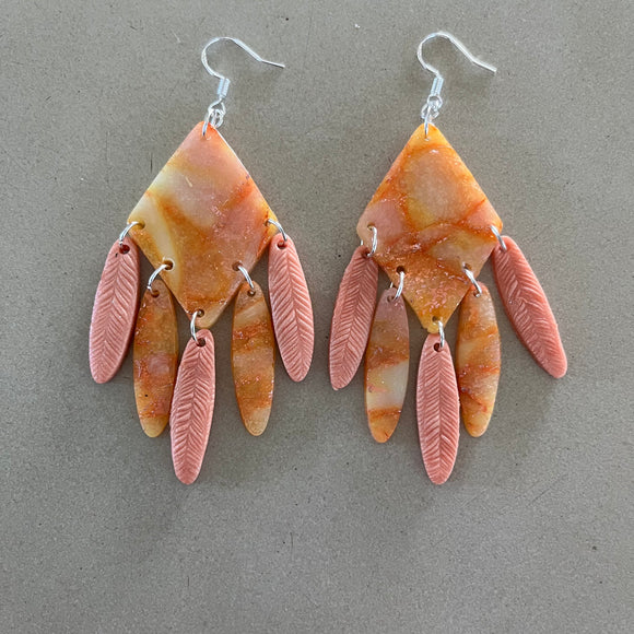 Orange and Pink Damond Dangles