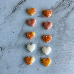 Orange and Pink Marbled Heart Studs