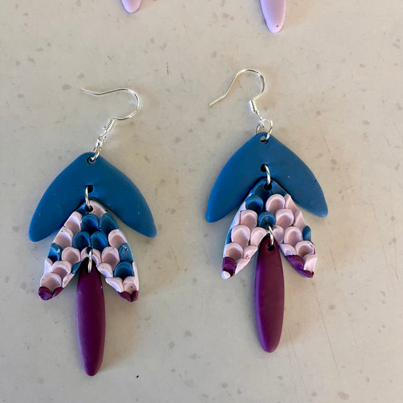 3 Tier Blue and Purple Scale Dangles