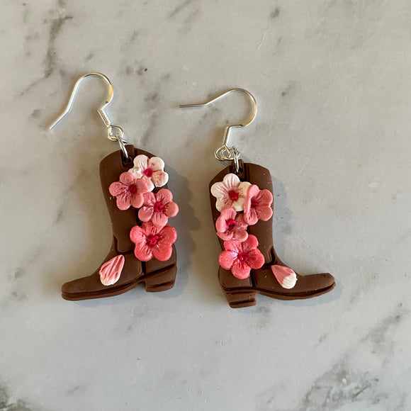 Floral Cowgirl Boot Earrings