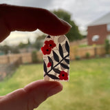 White & Coral Florals Dangles