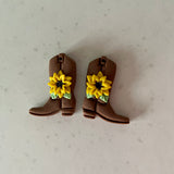 Floral Cowgirl Boot Earrings