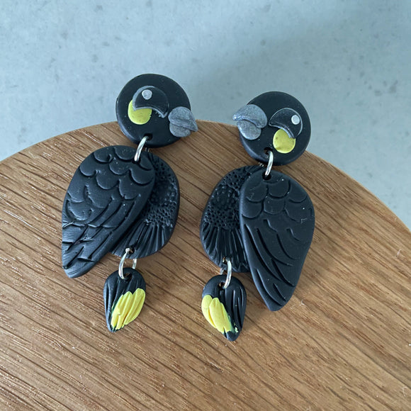 Black Cockatoo Earrings Leafy Originals
