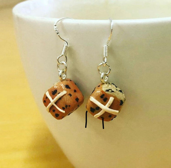 Hot Cross Bun Dangle Earrings