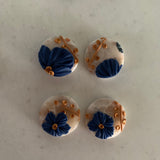 Navy and Gold Floral Studs