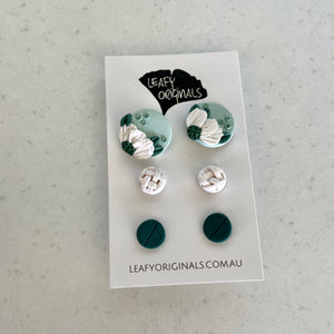 Mint Green Floral Stud Pack