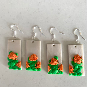 Orange Waratah Dangle Earrings