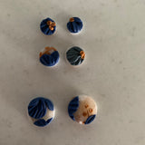 Navy and Gold Floral Studs