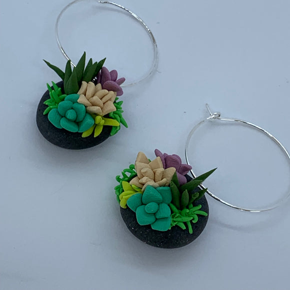 Succulent bowl earrings